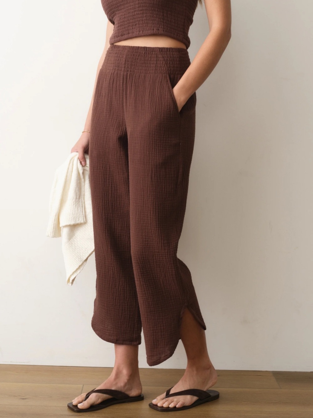 Marine Layer Cali Double Cloth Cotton Pant in Chocolate Size Small New With Tags